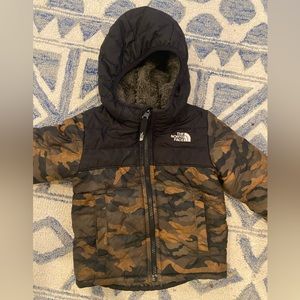 North Face Camo 3T coat with teddy fur inside
